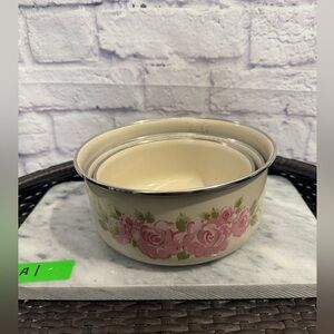 Gibson Cream and Pink Floral Mixing Bowls